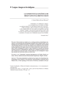 Las Supervivencias Lingüísticas De Origen Taíno En El Oriente Cubano