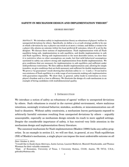 Safety in Mechanism Design and Implementation Theory†