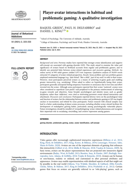 Player-Avatar Interactions in Habitual and Problematic Gaming: a Qualitative Investigation