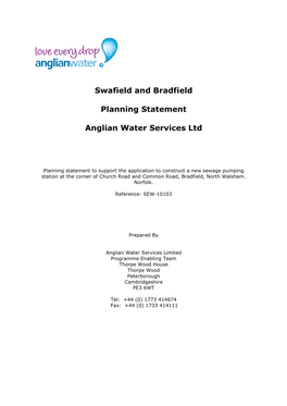 Swafield and Bradfield Planning Statement Anglian Water Services