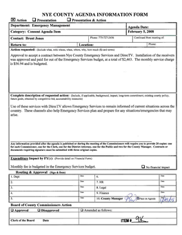 Nye County Agenda Information Form