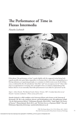 The Performance of Time in Fluxus Intermedia Natasha Lushetich