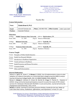 Faculty Bio Contact Information