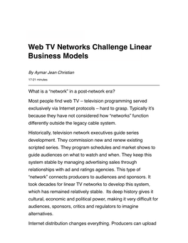 Web TV Networks Challenge Linear Business