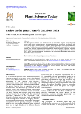 Plant Science Today (2019) 6(2): 170-182 170