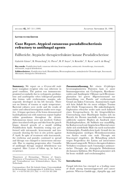 Case Report. Atypical Cutaneous Pseudallescheriosis Refractory to Antifungal Agents