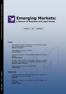 EMERGING MARKETS: a Review of Business and Legal I Legal and Business of a MARKETS:Review EMERGING
