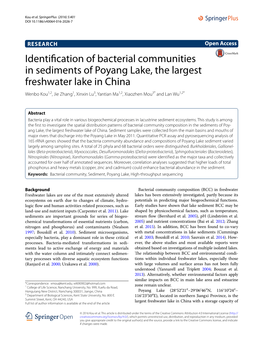 Identification of Bacterial Communities in Sediments of Poyang Lake, The