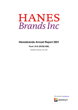 Hanesbrands Annual Report 2021