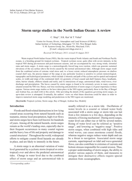 Storm Surge Studies in the North Indian Ocean: a Review