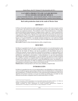 La Cadena Productiva De Ganado Bovino En El Sur Del Estado De México