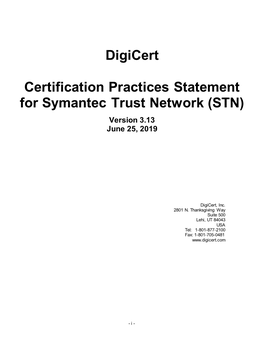 Digicert Certification Practices Statement for Symantec Trust Network (STN)