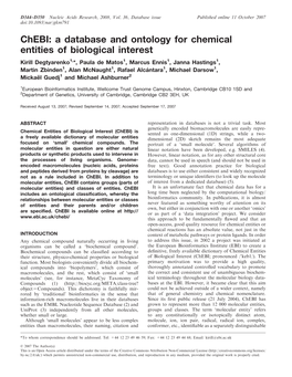 Chebi: a Database and Ontology for Chemical Entities of Biological Interest