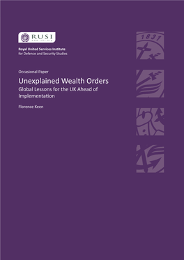 Unexplained Wealth Orders Global Lessons for the UK Ahead of Implementation