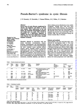 Pseudo-Bartter's Syndrome in Cystic Fibrosis