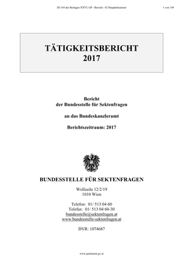 Tätigkeitsbericht 2017