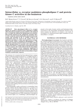 Intracellular 1 Receptor Modulates Phospholipase C and Protein