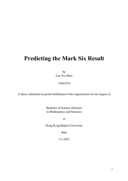 Predicting the Mark Six Result