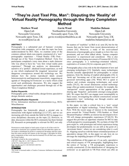 Of Virtual Reality Pornography Through the Story Completion Method
