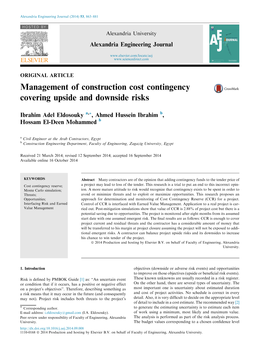 Management of Construction Cost Contingency Covering Upside and Downside Risks