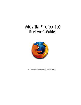 Mozilla Firefox 1.0 Reviewer’S Guide