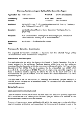 P/2017 1154 Land at Swallows Meadow, Castle Caereinion, Welshpool, Powys SY21 9DZ PDF 155 KB