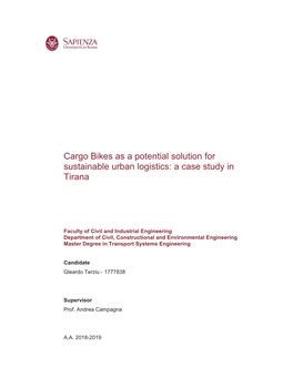 Cargo Bikes As a Potential Solution for Sustainable Urban Logistics: a Case Study in Tirana