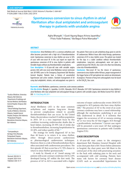 Spontaneous Conversion to Sinus Rhythm in Atrial Fibrillation After Dual Antiplatelet and Anticoagulant Therapy in Patients with Unstable Angina