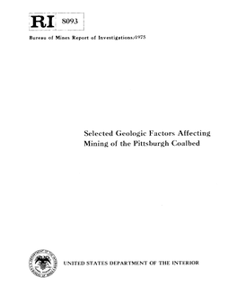 Selected Geologic Factors Affecting Mining of the Pittsburgh Coalbed