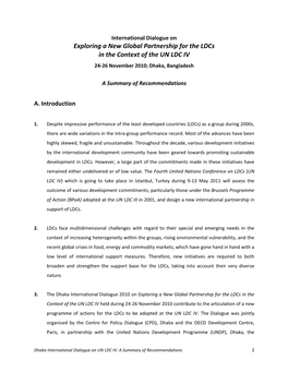 Exploring a New Global Partnership for the Ldcs in the Context of the UN LDC IV