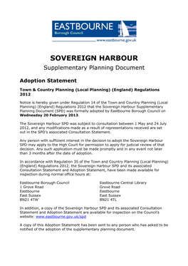 SOVEREIGN HARBOUR Supplementary Planning Document