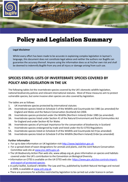 Policy and Legislation Summary