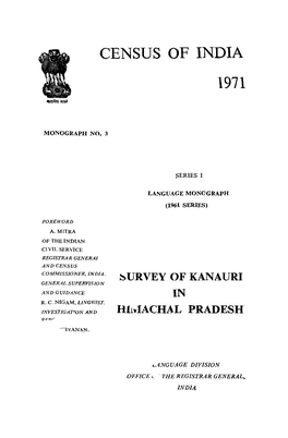 Language Monograph, Survey of Kanauri in Himachal Pradesh