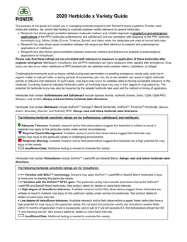 2020 Soybean Herbicide X Variety Guide