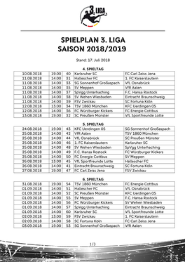 Spielplan 3. Liga Saison 2018/2019