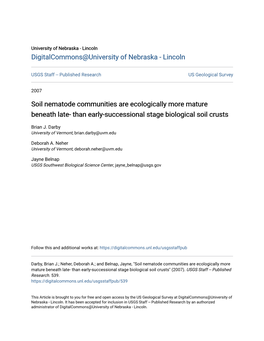 Than Early-Successional Stage Biological Soil Crusts