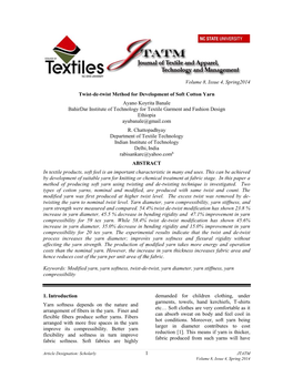 Twist-De-Twist Method for Development of Soft Cotton Yarn