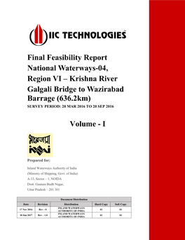 Krishna River Galgali Bridge to Wazirabad Barrage (636.2Km) SURVEY PERIOD: 20 MAR 2016 to 20 SEP 2016