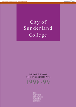 City of Sunderland College Inspection Report 1998-99