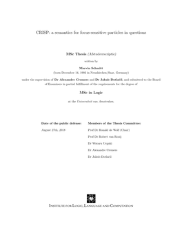 CRISP: a Semantics for Focus-Sensitive Particles in Questions