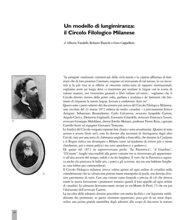 Un Modello Di Lungimiranza: Il Circolo Filologico Milanese