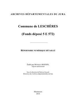 Commune De LESCHÈRES