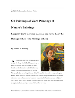 Oil Paintings of Word Paintings of Nature's Paintings