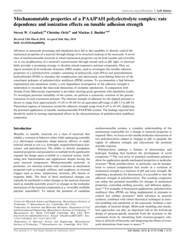 Mechanomutable Properties of a PAA/PAH Polyelectrolyte Complex: Rate Dependence and Ionization Effects on Tunable Adhesion Strength