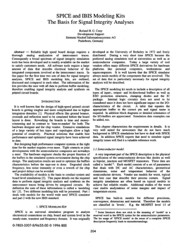 SPICE and IBIS Modeling Kits the Basis for Signal Integrity Analyses