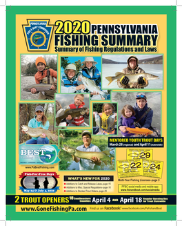 PENNSYLVANIA FISHING SUMMARY Summary of Fishing Regulations and Laws