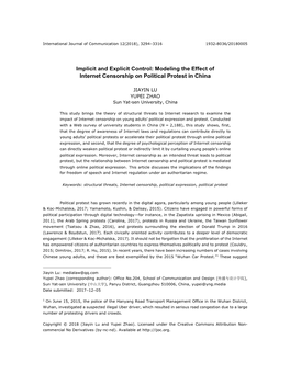 Modeling the Effect of Internet Censorship on Political Protest in China