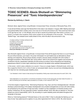 Alexis Shotwell on “Shimmering Presences” and “Toxic Interdependencies”