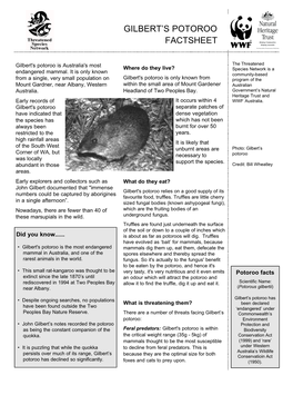 Gilbert's Potoroo Factsheet