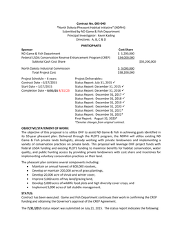 Contract No. 003-040 “North Dakota